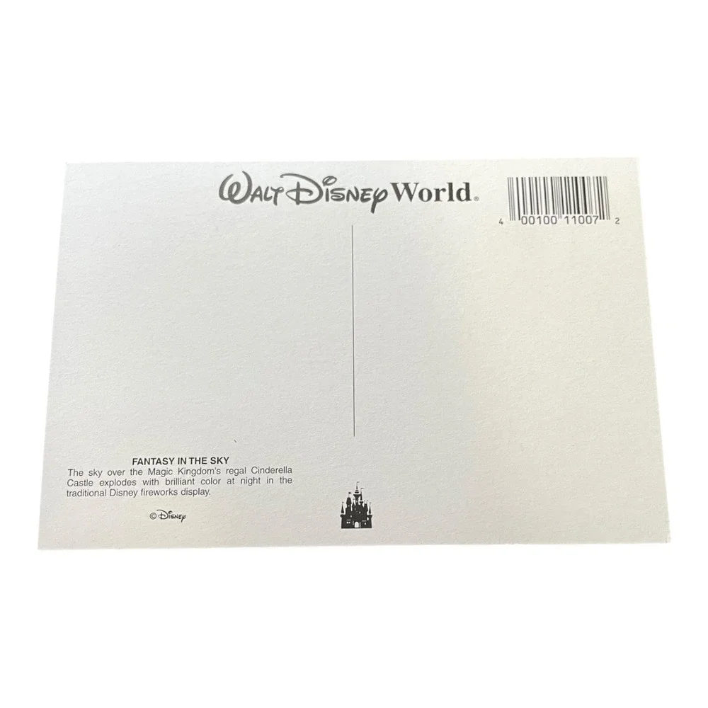 Walt Disney World Magic Kingdom Cinderella Castle Fireworks Postcard Unposted